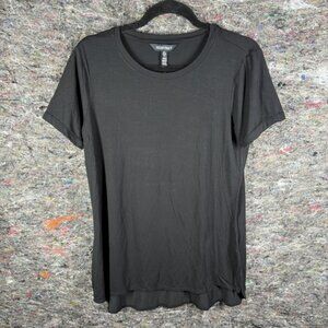 Ellen‎ Tracy Shirt Womens Small Black Tunic Hi Lo Hem Soft Knit Stretch Casual